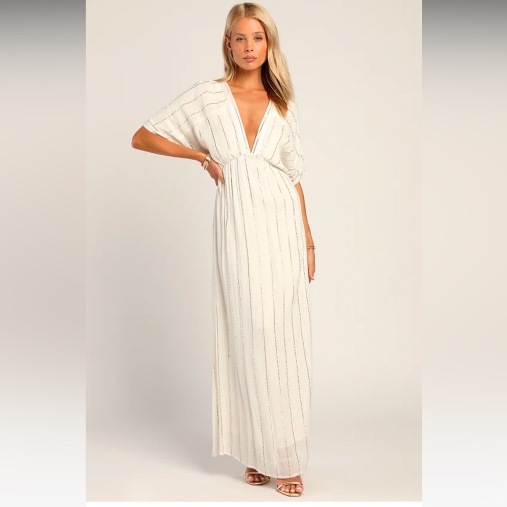 Women's Ivory & Gold Maxi Dress